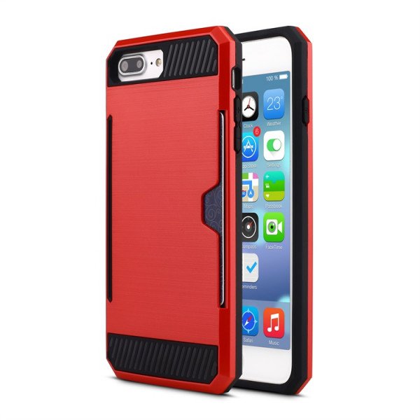 Wholesale iPhone 7 Credit Card Armor Hybrid Case (Red)